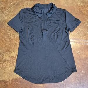 Lululemon Quick-Drying Polo Shirt Women XS/S Black Logo Athletic Tennis